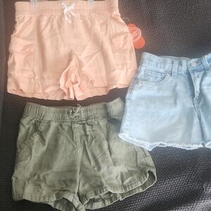 Kids Casual Shorts Set - Peach, Olive, Light Blue